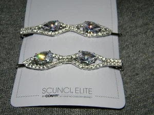 Conair Scunci Elite Silver Tone Rhinestone Bobby Pins 2.5" Wedding Hair Prom - Picture 1 of 7