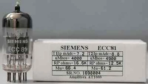 ECC81 Siemens Chrome Dome Made in Germany Amplitrex AT1000 Tested 1Pc - Picture 1 of 6