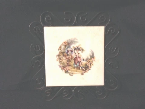 VINTAGE PORCELAIN /WROUGHT IRON WALL HANGING ROMANTIC PASTORAL SCENE ENGLAND Cover
