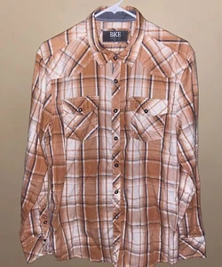 BKE Buckle Pearl Snap Shirt Mens Medium Plaid Western Athletic Fit Multicolor LS - Picture 1 of 5