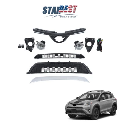 9PCS Front Upper&Center&Lower Grille Foglights For 2016-2018 Toyota RAV4 SE NEW - Image 1 of 4