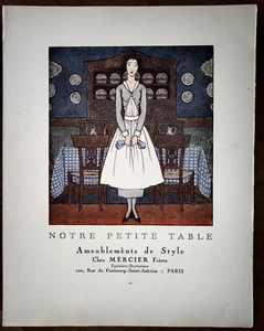 Pierre Brissaud NOTRE PETITE TABLE Gazette Bon Ton EO Page pub 1921 Chez Mercier - Imagen 1 de 4