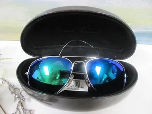 Aviator Sunglasses Diane Gilman Silver Frame Blue Green Tint Mirror NWT - Picture 1 of 5