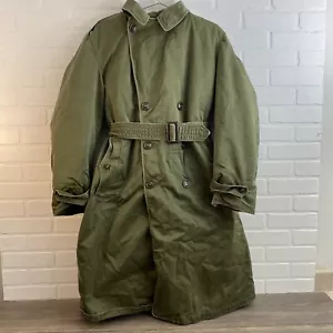 Cappotto pesante militare vintage anni 50 esercito trench fodera lana cintura O.G. Reg-Med - Foto 1 di 14