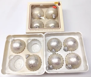 10 Krebs Peraly White Hand Decorated Glass with Crowns Bulbs~Glitter ~ Shiny - Picture 1 of 21