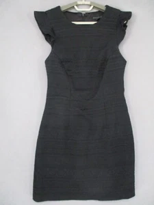 Forever New Dress Womens 8 Black Patterned A Line Embroidered 3D Textured Frill - Picture 1 of 16
