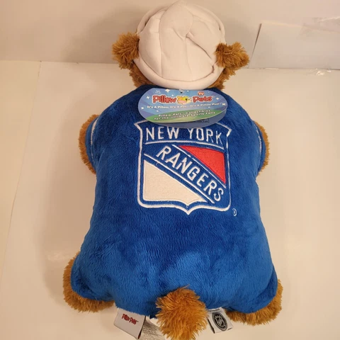 New York Rangers NY NHL Hockey Logo Pillow Pets Stuffed Teddy Bear Rare Blue NEW Cover