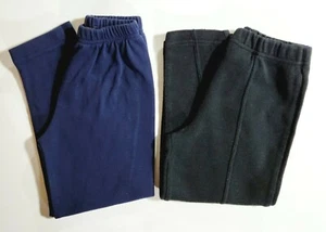 2 Pairs Girls Knit Pants Size 4 Black + Size 4/5 Navy Pull-On Elastic Waist READ - Picture 1 of 12