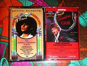 VTG The Barbra Streisand Album - Best of times + Barry Manilow Cassette Tape lot - Picture 1 of 2