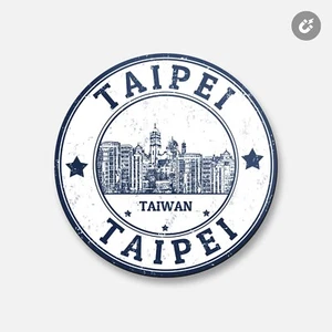 Taipei Taiwan Grunge Travel | Imán decorativo redondo de 4"" X 4"" - Imagen 1 de 2