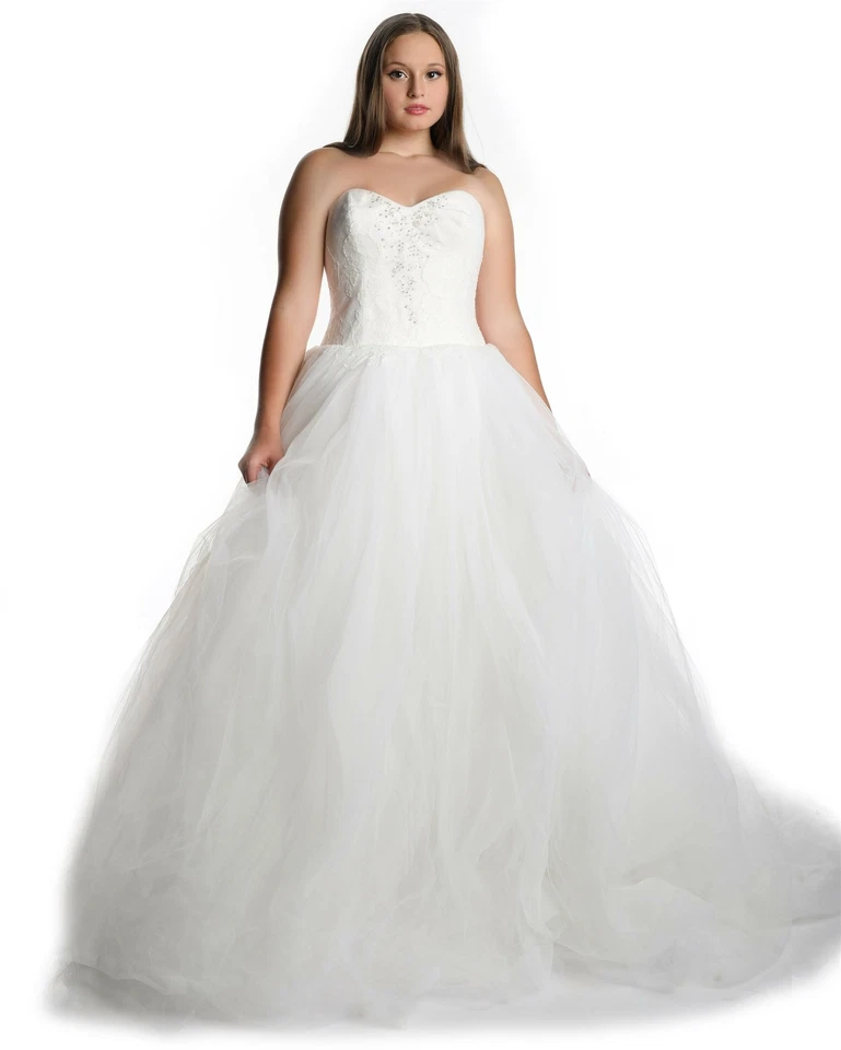 Vestido de novia Vera Wang encaje tul sin tirantes adornado cuentas talla US 8/42 Foto 1 de 4