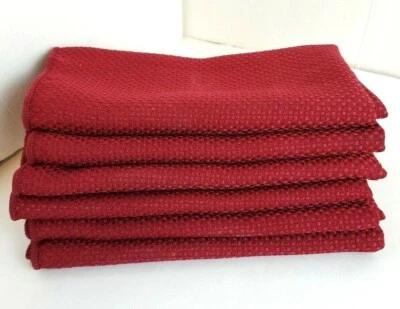 Six (6) Basket Weave Burgundy Polyester Blend Napkins - NEW - Image 1 of 4