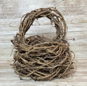 Handwoven Willow Branch Wicker Plant Basket Natural Rustic Garden Farmhouse - Picture 1 of 17