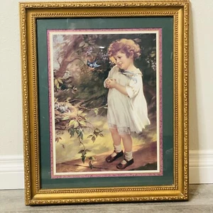 Zula Kenyon Signed Bluebird Girl Framed Art Print Picture 22x18 USA - Picture 1 of 8