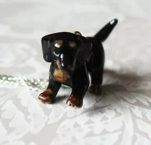 Dachshund Puppy Dog Porcelain Pendant Necklace Lucky Spiritual Animal Jewellery - Picture 1 of 2