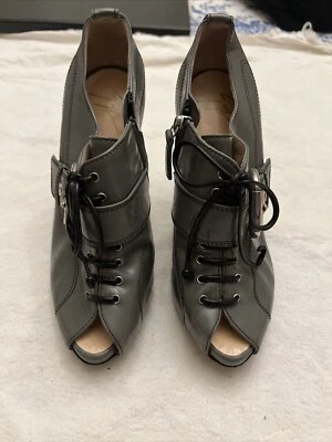 GIUSEPPE ZANOTTI 细高跟鞋灰色露趾系带高跟鞋 37.5 US 7.5 — 第 1/4 张图片