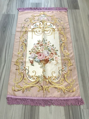 Розовая и золотая цветочная ваза турецкий молитвенный ковер 48x26 — шелковый вискозный секкадный коврик подарок - Изображение 1 из 4