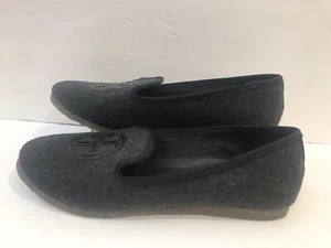 Tory Burch Billy Logo Damen-Hausschuhe Größe 8 grau gefilzte Wolle flache Schuhe - Bild 1 von 9