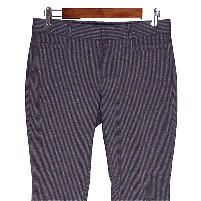 Banana Republic Sloan 女式金属条纹连衣裙裤子,尺寸 2 弹力灰色 — 第 1/4 张图片