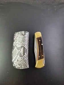 Domino White Faux Python Snake Leather knife sheath buck 110 Handmade Knife NEW - Picture 1 of 9