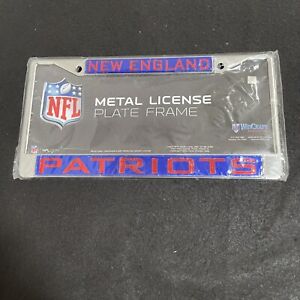 NFL New England  Patriots License Plate Frame Metal-Chrome Fits Standard Plate