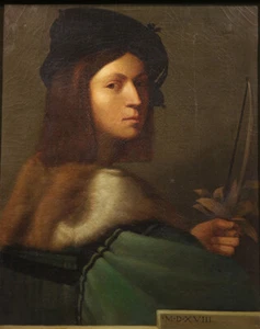 Manierismo renacentista pintura italiana círculo del plomo retrato joven - Imagen 1 de 11