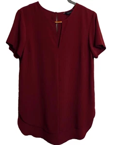 EXCELLENT NEW LOOK🌺 BURGUNDY T BAR ROUND HEMLINE TOP🌺 SIZE 6 # 321* - Picture 1 of 2