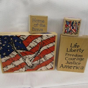 Flagge des Friedens Leben Freiheit Amerika Heimat der Tapferen 4 Stempel Lot - Bild 1 von 12