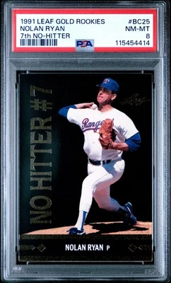 1991 LEAF GOLD ROOKIES 7TH NO-HITTER #BC25 NOLAN RYAN ROOKIE RC PSA 8 - Image 1 of 2