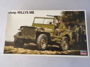 VINTAGE HASEGAWA JEEP WILLYS MB 1.24 SCALE MODEL KIT WW2 MILITARY BOXED - Picture 1 of 11