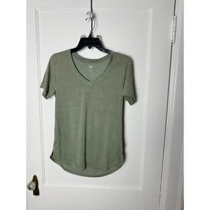 Gap T-shirt Women's Small Olive Green Short Sleeve V-neck Modal Casual Relaxed - Picture 1 of 6