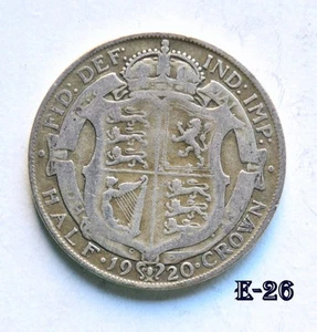 1920 UK 1/2 Crown Silver (E26)  FREE SHIPPING - Bild 1 von 2
