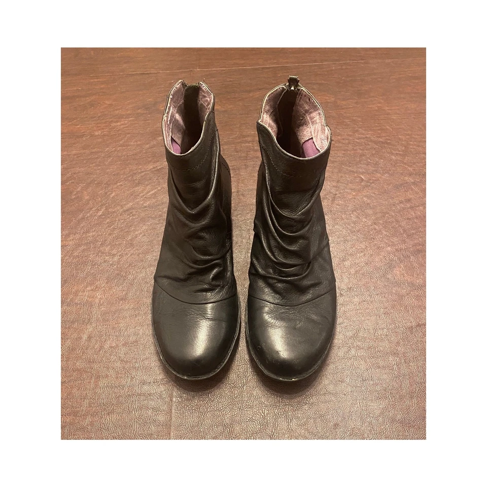 Botines Dansko Arisa negros fruncidos holgados de cuero 39 (8,5-9) cuña cómoda Foto 1 de 4