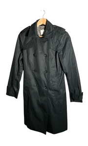 Banana Republic Trench Coat Womens Size M Button Up Black Lined Double Breasted - Picture 1 of 15