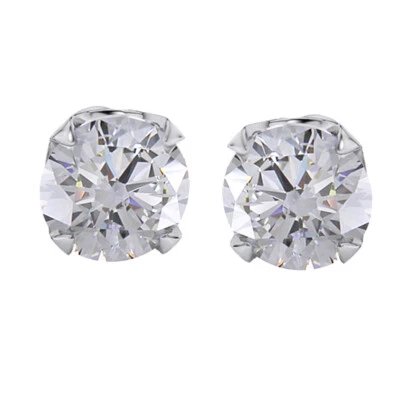 Aretes de diamantes de 1 quilate de corte redondo de oro blanco de 14K Foto 1 de 3