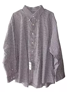 Club Room Mens Size 18.5 (XXL) 34/35 Burgundy and Blue Plaid Button Down Shirt - Picture 1 of 5
