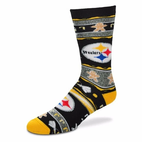 Pittsburgh Steelers NFL Men's For Bare Feet Ugly Christmas Socks-SZ L Cover