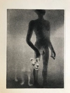 G269 Alexandre Alexeïeff Gravure Eau-forte 1942 enfant et lionceau lion - Picture 1 of 3