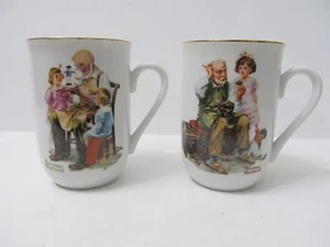 2 Norman Rockwell Museum Coffee Mugs Cups Toymaker Cobbler Ceramic - Picture 1 of 4
