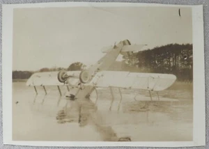Antique Vintage Crashed Wrecked Upside Down Biplane Airplane Aircraft Photograph - Picture 1 of 3