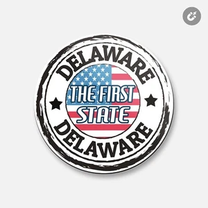 Delaware EE. UU. First State Grunge | Imán decorativo redondo de 4"" X 4"" - Imagen 1 de 2