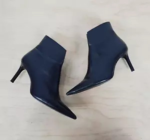 ZARA Womens Size EUR 39 Black Leather Heeled Ankle Boots with Pointed Toe - Picture 1 of 11