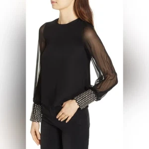 Alice + Olivia Women's Vix Embellished Cuff Blouse Size-XL - Picture 1 of 15