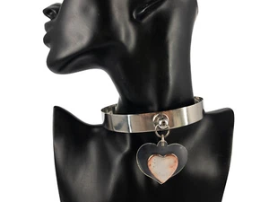 Vintage Boy London Glow-In-The-Dark White Punk Rave Heart Choker B - Picture 1 of 4