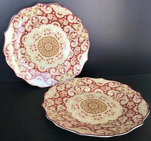 Juego de 2 2 platos de azafrán Quinto Lyria 9494812 ensalada pan postre oro rojo - Imagen 1 de 4