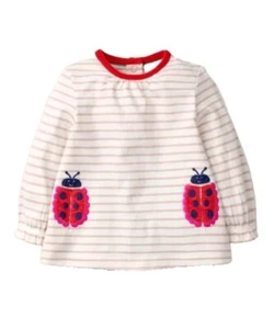 Baby Boden Super Soft Breton Jersey Applique Play Top in Pink Boto Lady Bug - Picture 1 of 3