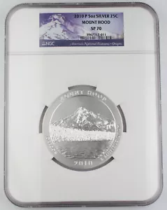 2010 P Mount Hood America the Beautiful 5 Oz Silver Coin NGC SP70 Satin Finish - Picture 1 of 4