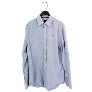 Crew Clothing Blue Striped Embroidered Logo Button Up Collared Shirt - Size M - Picture 1 of 16