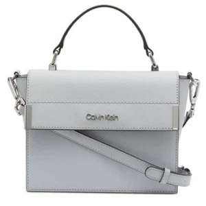 Calvin Klein Pale Blue Saffiano Leather Crossbody Bag, Silver Hardware, NWT! - Picture 1 of 10