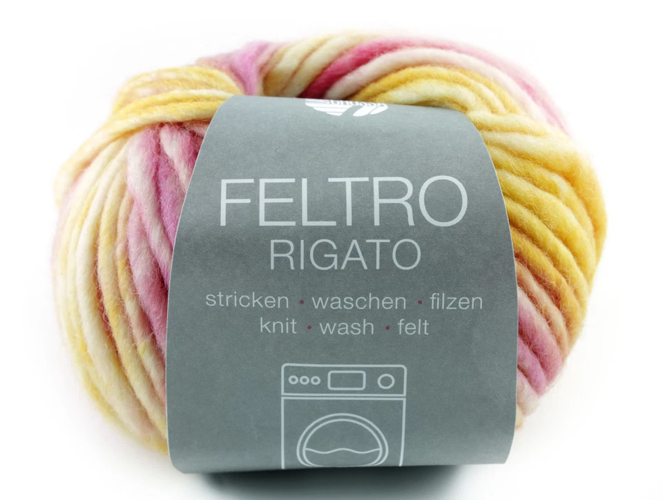 72€/kg 50g Multicolor-Filzwolle Lana Grossa FELTRO Rigato 100%Schurwolle 50m/50g - Bild 1 von 1